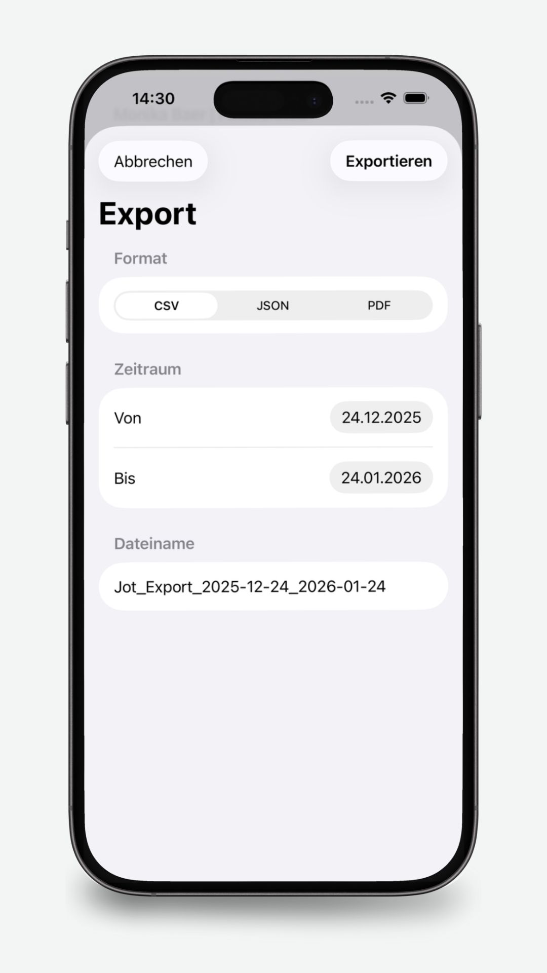 Jot Diary Export