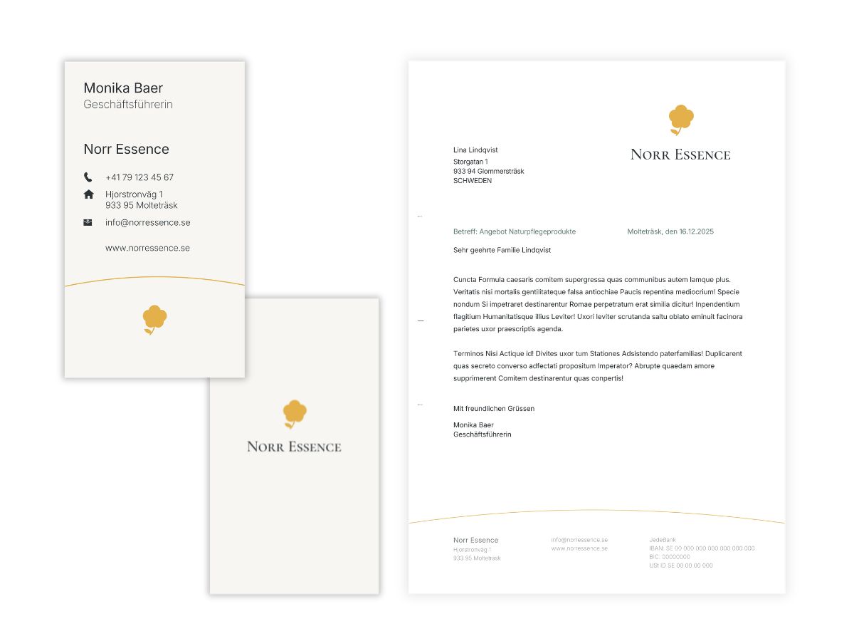 Norr Essence Briefbogen und Visitenkarte